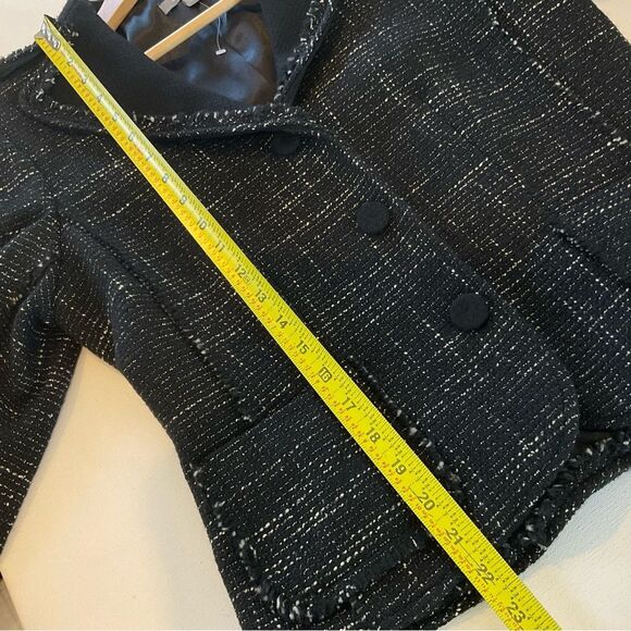 NWOT Ann Taylor Blazer Jacket Women’s 10 Wool Blend Tweed Black 3 Buttons Pocket - Picture 15 of 15